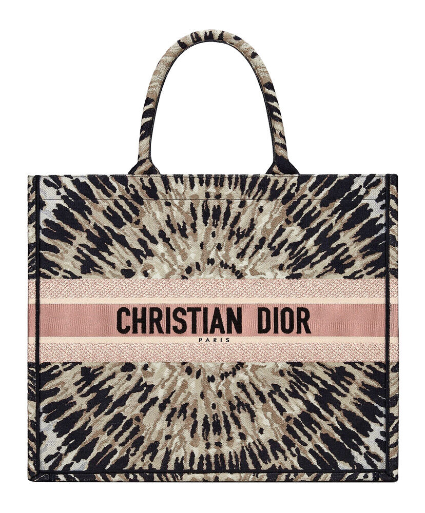 Christian Dior Book Tote With Dior Oblique Embroidery Apricot